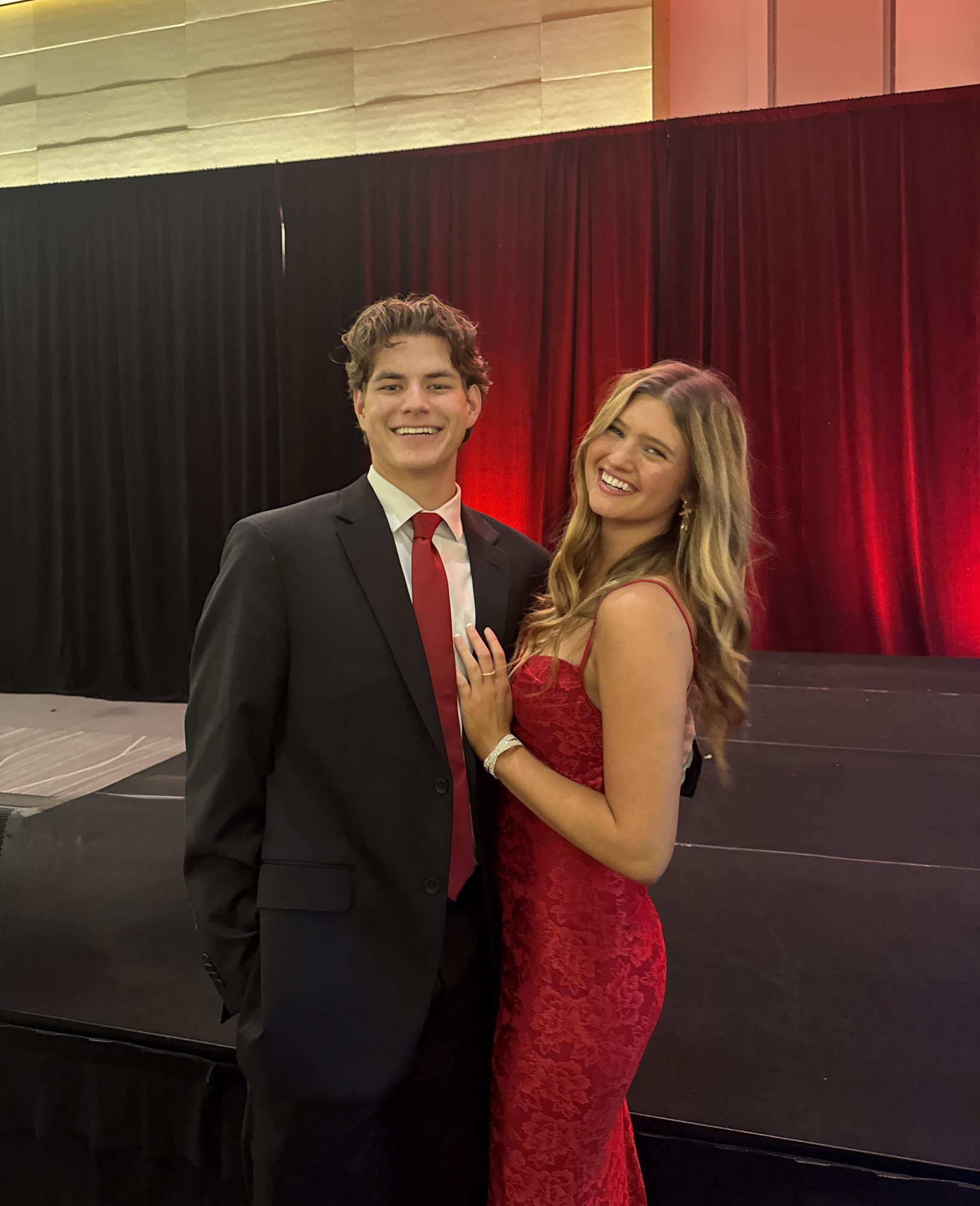 Brock and Anna dressed up at a formal